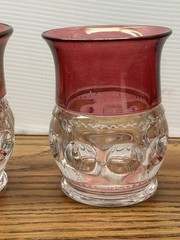 Tiffin Glass Kings Thumbprint Ruby Red Flash Flat Juice Glass Set Of 4