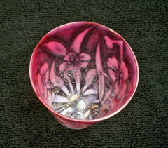 Rare Northwood Daffodils Opalescent Glass Cranberry Tumbler Victorian Antique