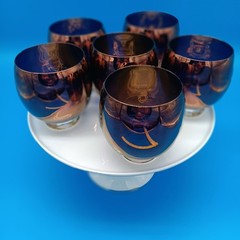 Glassware Mid-Century Lusterware Copper Atomic Splash Roly Poly 3″ Free Ship