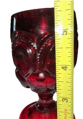 LE Smith Ruby Red Glass Goblet Moon And Stars Vintage 10 oz