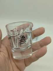 Set Of 2 MCM Retro Funky Vintage Atomic Shot Glasses Bar ware Libbey