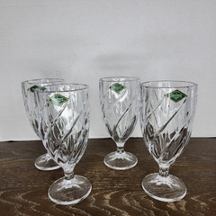 Shannon Crystal Goblets Designs of Ireland Hand Crafted Lot of 4 Godinger