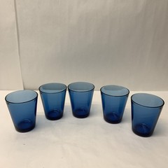 Vintage Cobalt Blue Vereco France Juice Glasses Tumblers 3 1/2” Tall Set 5