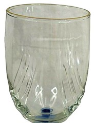Vintage Clear Crystal Wine Glasses Blue Stem Gold Rim Set 4 Elegant Water Goblet
