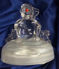 Cristal d‘Arques Musical Snowman In Working Condition France Vintage