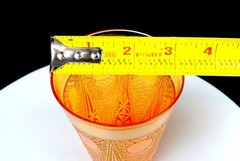 Jain Carnival Glass India Marigold Beaded Spears Vintage 5 3/8″ Tumbler 1935