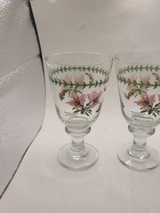 Barware Portmeirion Botanical Garden w butterflies. Glass. England. Set of 2.