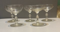 Vintage Set of 5 Clear Libbey Georgian Glass Coupe Champagne/Cocktail Glasses