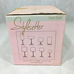 Vintage Stylesetter Set of 6 Clear Glass Paris Gold Rimmed Goblets Crystal Clear