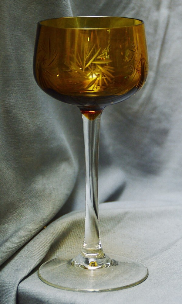 Wine Glass Roman Lead Crystal, Brown, Old, 17 cm