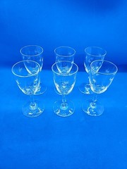 6 Vintage Clear Glass Goblets with Etched Starburst Pattern 3 1/2 Inches Tall