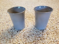 8 VTG HAZEL ATLAS MODERNTONE PLATONITE MILK GLASS TUMBERS SMALL GLASSES RETRO