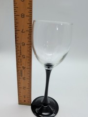 2 Vtg Domino White Wine Glasses Black Stem 7.75″