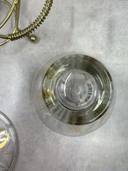 Fred Press Ice Bucket Candy Jar Glass with Brass Handled Caddie Holder & Lid