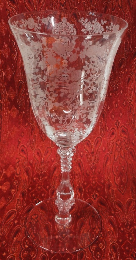 CAMBRIDGE GLASS plate etched ROSEPOINT 8 3/8″ WATER GOBLET (1 of 6)