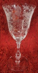 CAMBRIDGE GLASS plate etched ROSEPOINT 8 3/8″ WATER GOBLET (1 of 6)