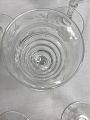 Vintage 8 pc Etched Block Cut Stemware Port Sherry Glasses 6-11/16” Tall