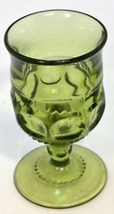 Indiana Glass Kings Crown Thumbprint Green Cordial. 3.5 inch set of 4