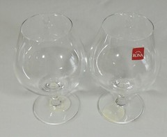 2 Rona Slovakia 21 1/2 Ounce Crystal Artist Brandy Glasses Snifters New