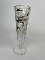Libbey MARINE LIFE Pilsner Glass Cup Fish Seahorse – Gold Aqua 1950s