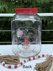 4 Vintage 1960s Red Textured Apple Glass 6” Tumblers + Aladdin Tea Jar Dispenser