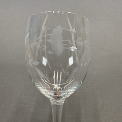 Princess House Heritage Water Goblet 6 3/4″ Set of 2 Gray Cut Floral Design
