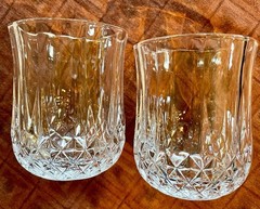Studio Crystal Set of Two Diamond Cut Low Ball Clear Glasses