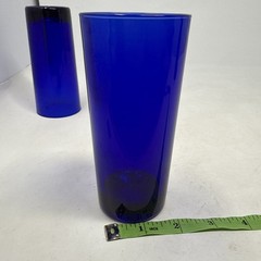 VTG Lot of 2 Reims France Cobalt Blue Tall Tumbler Drinking Water Glasses 5.5″
