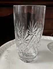4 Vintage Crystal Cut Fan/Crisscross 8 Oz Highball Juice Heavy Bottom Tumblers