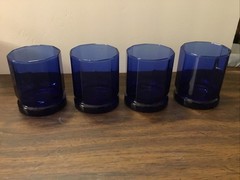 4 Anchor Hocking Essex Cobalt Blue 9 oz Drinking Glasses Tumblers 10 panels