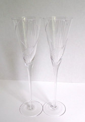 Vintage Mikasa Cut Crystal Clear Fluted Champagne, Rare, Austria 10.2″, Set of 2