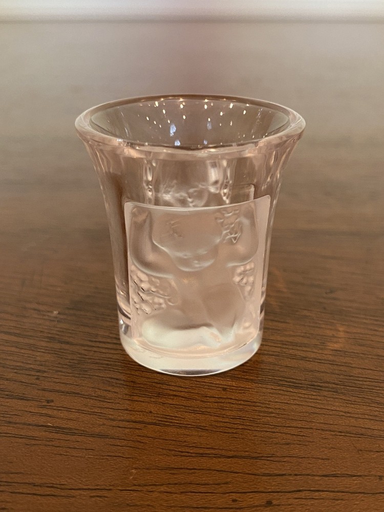 BEAUTIFUL LALIQUE Crystal «LES ENFANTS» Cherub Shot Glass SIGNED 1.75″H FRANCE