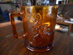 Vintage amber glass Humpty Dumpty Pied Pipers son Antique Cup Childs Collectible