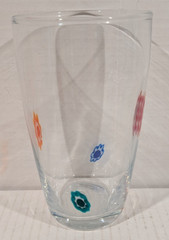 Millefiori Leonardo Highball Glass Murano Style 6″ Flowers Red Blue Green Orange