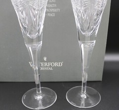 Set of 2 Waterford Millennium Happiness Toasting Flutes w/ Box