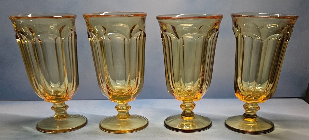 Imperial Glass Ohio – Old Williamsburg Amber Iced Tea Glasses Set of 4