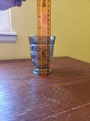 Vintage Windsor Button & Cane Iridescent Blue Carnival Glass Tumbler Geometric