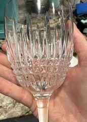 Waterford Crystal Lismore Diamond Gold Rimmed Wine Glass Thick Stem