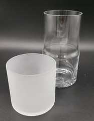 CLEAR GLASS TUMBLE UP BEDSIDE CARAFE WITH FROSTED GLASS NICE DESIGN