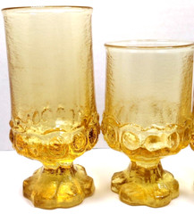 Tiffan Franciscan Madeira Cornsilk Yellow Glasses Goblet Footed Cup Stem Bar SET