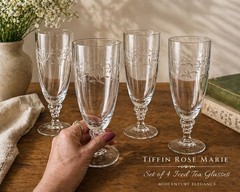 Set of 4 Vintage Tiffin Franciscan Rose Marie Iced Tea Glasses | Mid Century Etc