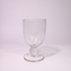 Tag LTD Bubble Blown Glass Water Goblets Green Amber Clear 6 In Tall Set of 3