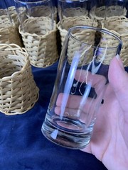 2 Vintage Rattan Wicker Glasses Tumblers Cocktails Boho Rustic UNIQUE ITEM Set/2