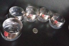Set of 5 Roly-Poly Silver/Chrome Band 1970s Barware Excellent Vintage