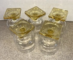 5 Federal Juice Water Wine Nordic Topaz Yellow Square Foot, Mid Cent Mod,
