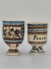 Christian Feast of Tabernacles October 1988 Hand Painted Ceramic Goblet Set of 2