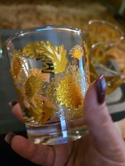 4 VTG BARLETT 22k GOLD CHRYSANTHEMUM 8 OZS whiskey or shot Glasses 3.5”x3”