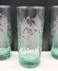(5) Libbey Iris Spanish Green Tumblers Set Flower Embossed Textured Glasses Lot