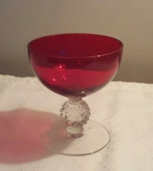 Morgantown Glass Co. Elegant RUBY GOLF BALL Sherbet/ Desert Glass/Stem Used