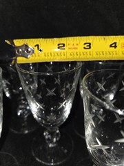 MCM Libbey Glass Clear Gray Cut 1oz Stardust 3003 Cordial Stem Excel Used Cond.